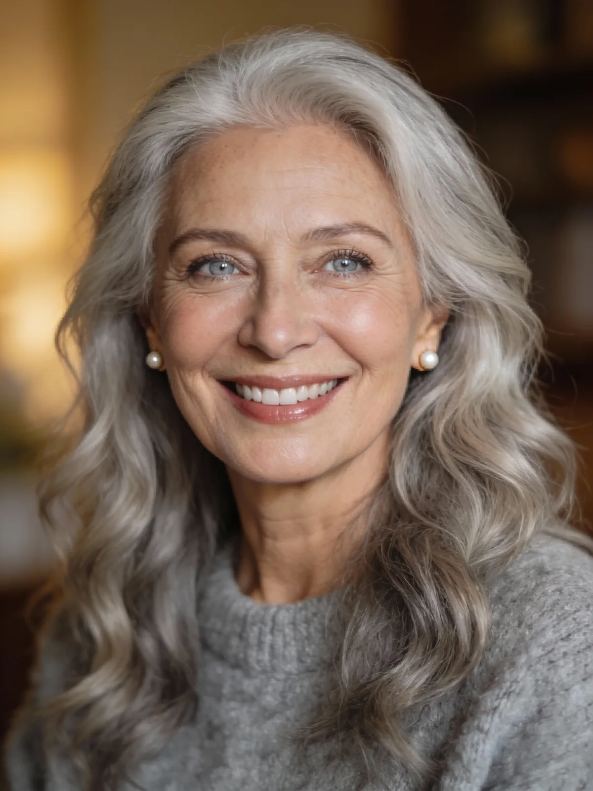 High-Volume Curly Silver Ash Layered Bob